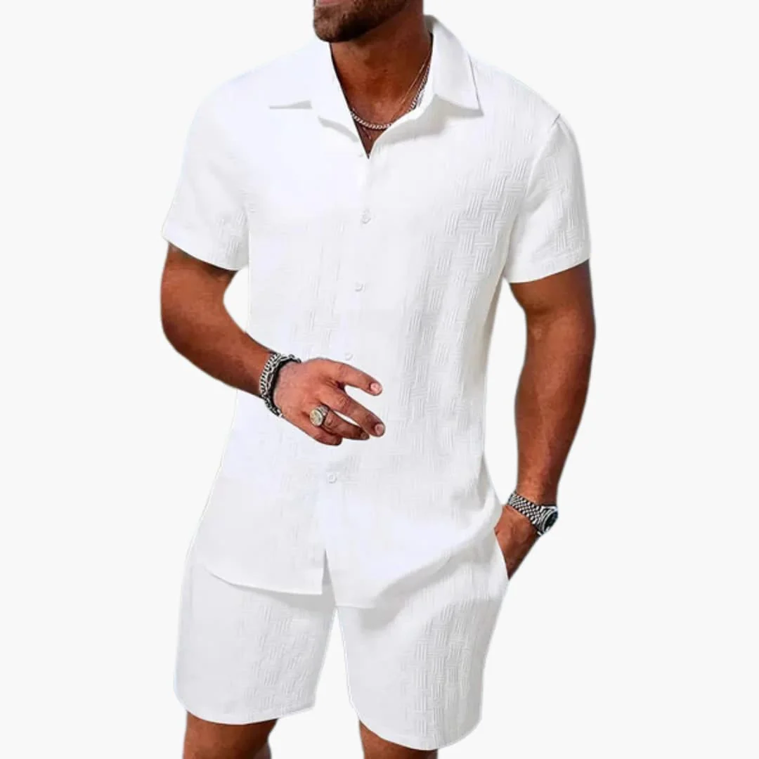Herren Zweiteiler Set aus Baumwollmix mit Jacquardstruktur - Image 6
