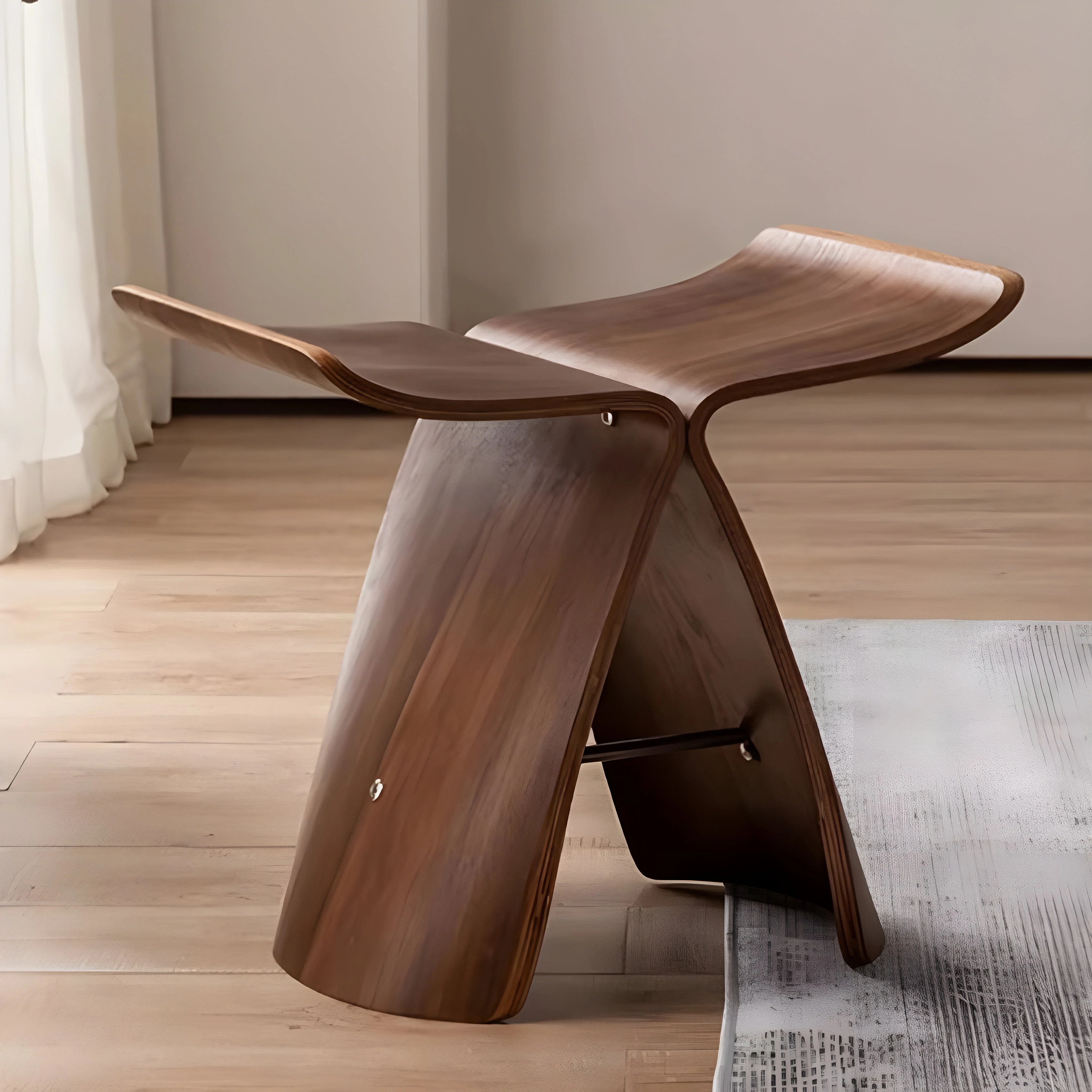 Holzhocker Minimalistisch Skandi Japanisch Design - Image 2