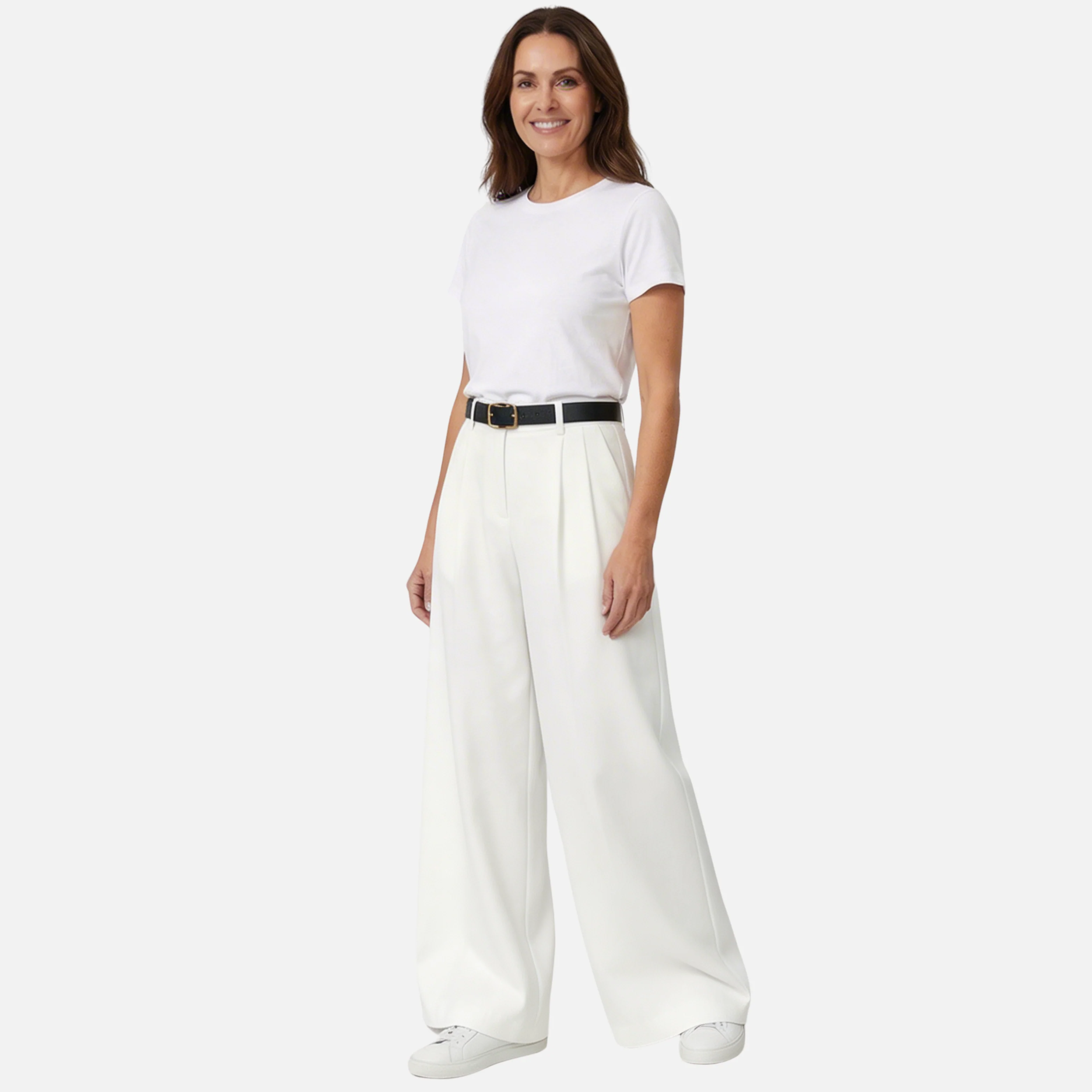 Beate | Damen Hose Relaxed Fit Weites Bein Bundfalten – Wide Leg Bundfalten Hose