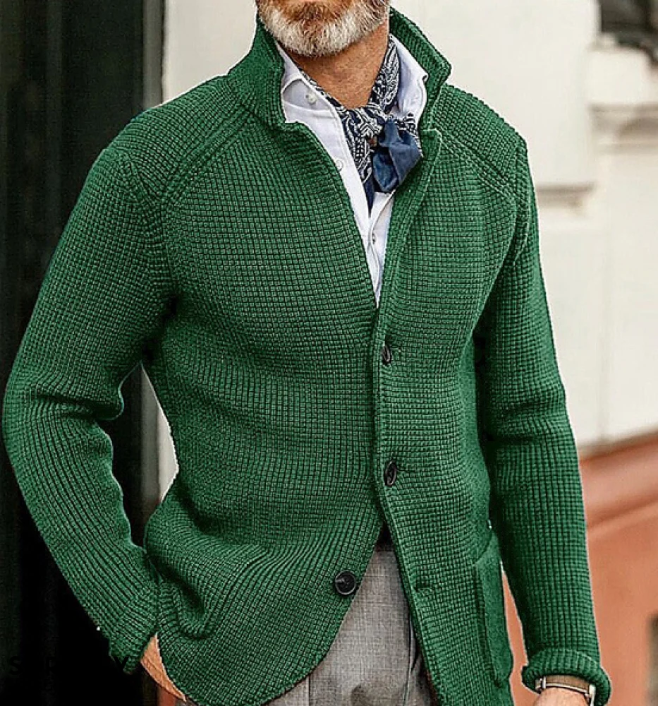 Hugo – Strukturierter Herren Strickblazer mit Knopfleiste