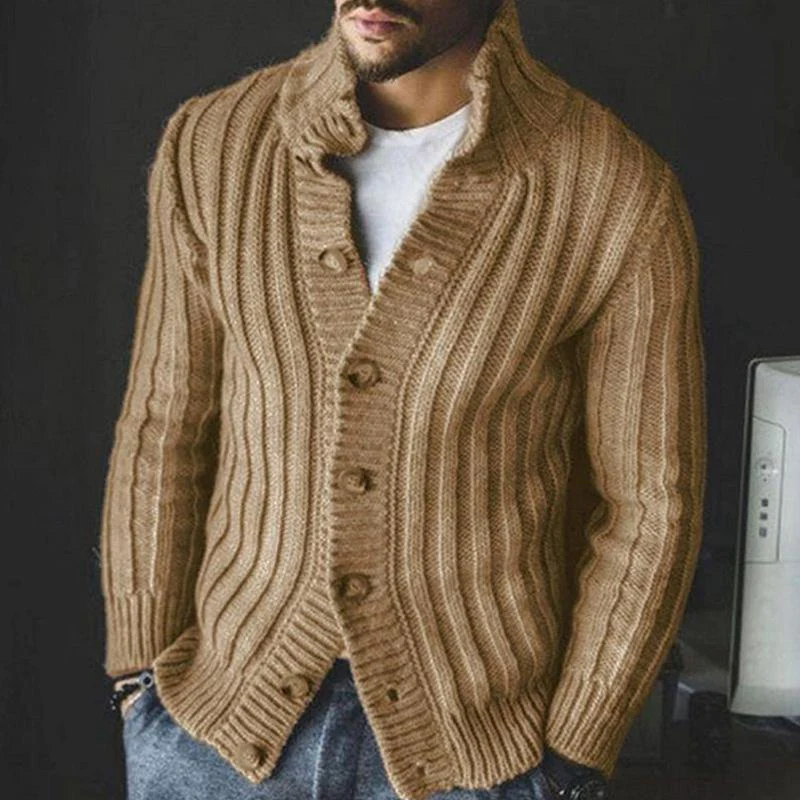 Indigo - Herren Einreiher Strickjacke