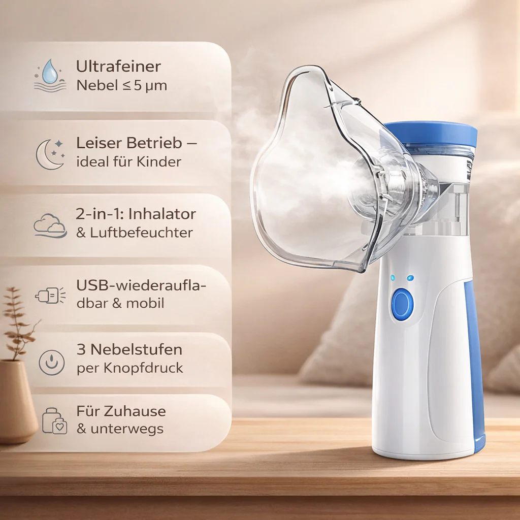 Inhalator Tragbar Ultraschall Vernebler Kinder Erwachsene - Image 4