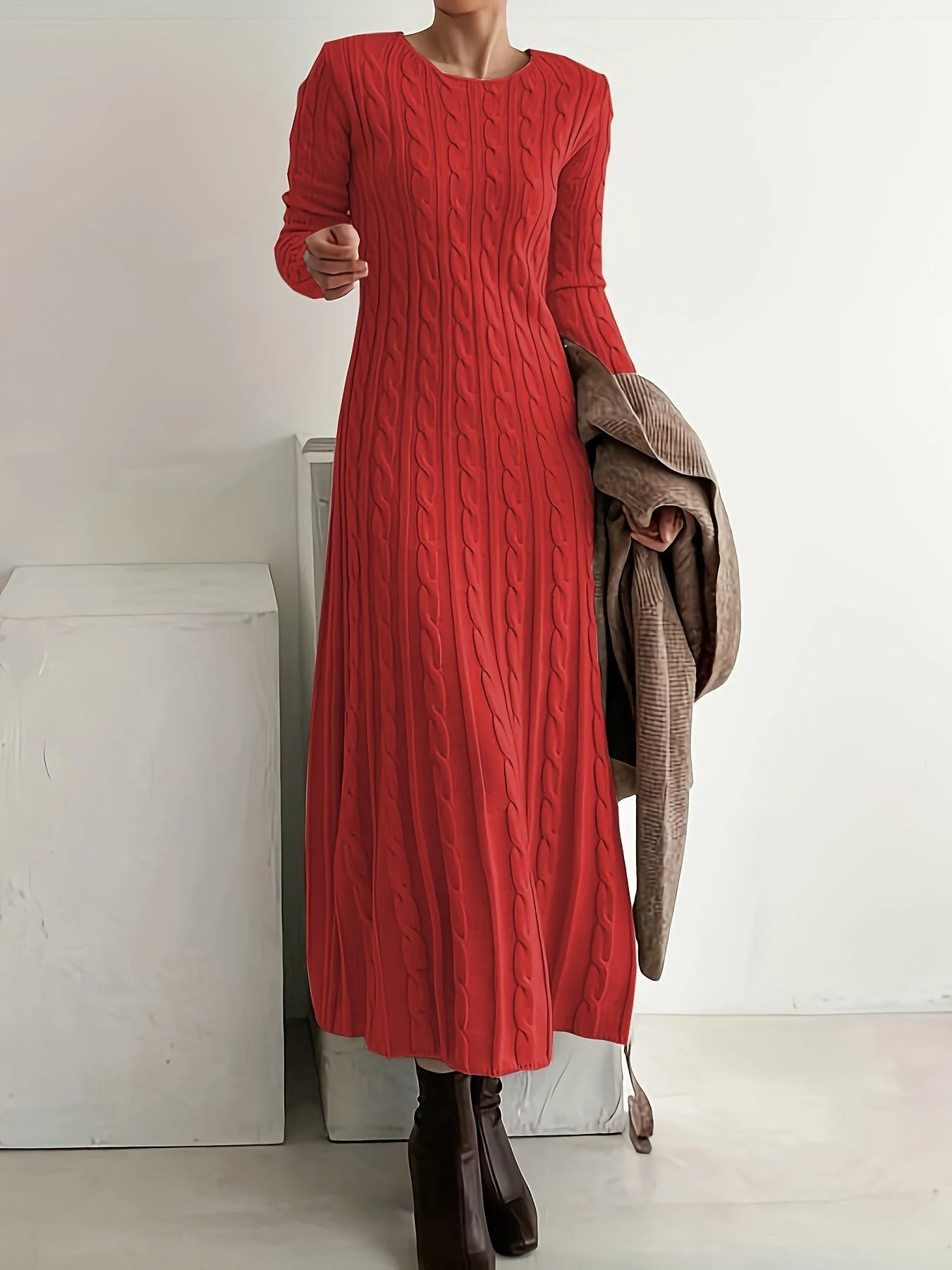 Isabella | Elegantes Damen Maxikleid Stricklook - Image 4