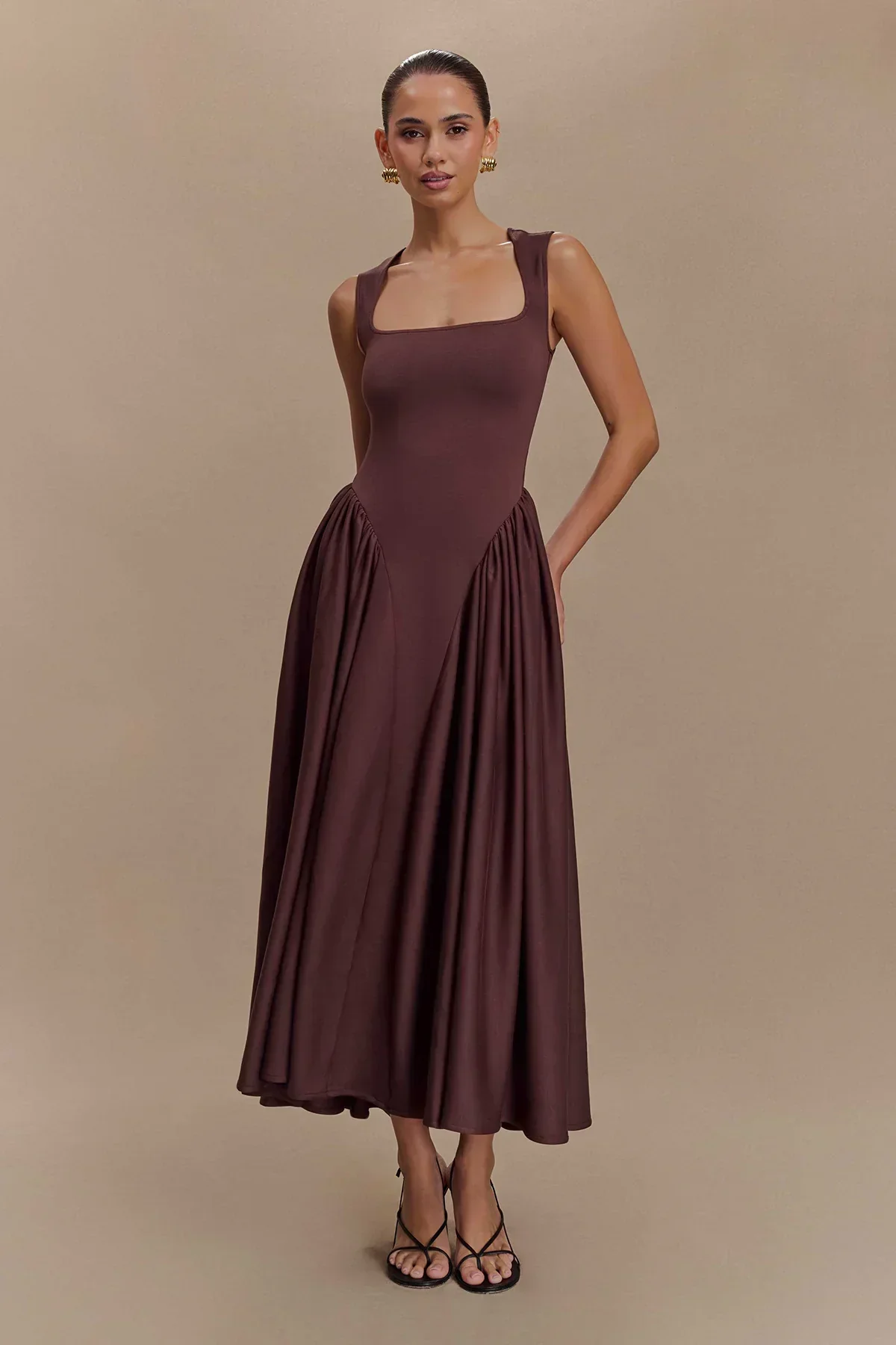 Ivana | Ärmelloses fließendes Midi-Kleid