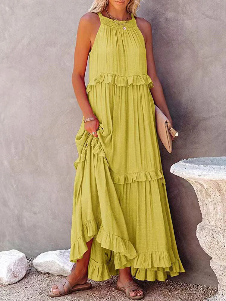 Ivona- Ärmelloses Sommerkleid wit Bauchabdeckung - Image 6