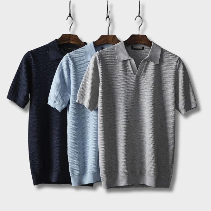 James – Herren Struktur Strickpolo Mit Kurzarm - Image 4