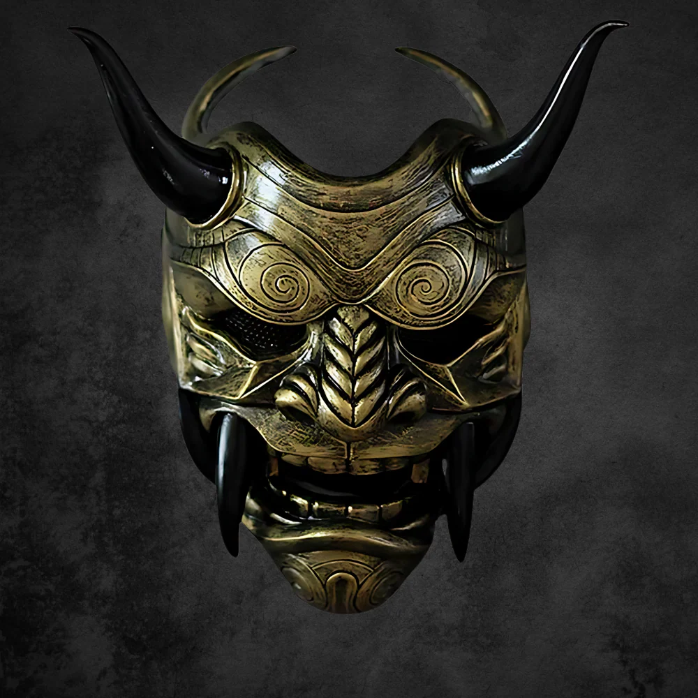 Japanische Oni Maske Gold Latex Deko