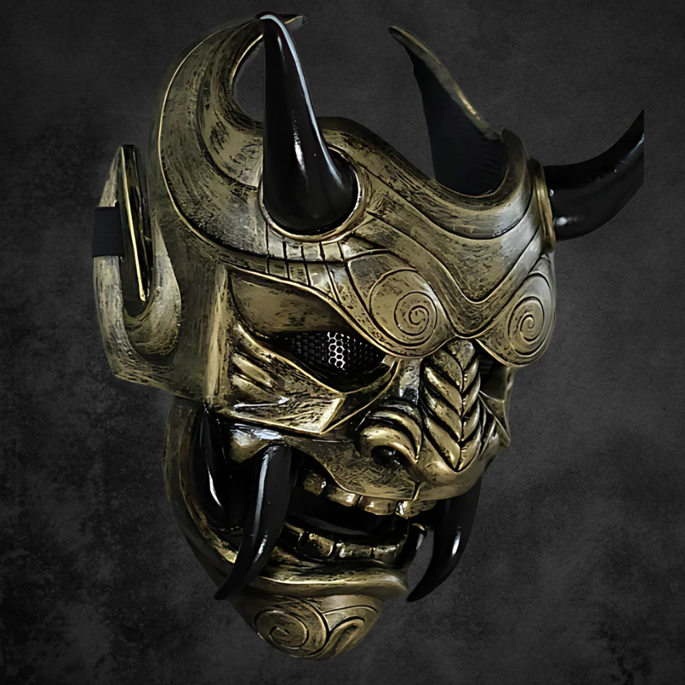 Japanische Oni Maske Gold Latex Deko - Image 2