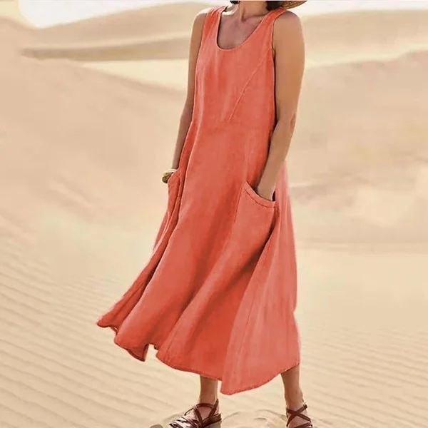Jazmine – Luftiges, ärmelloses Maxikleid aus Leinenmischung - Image 3