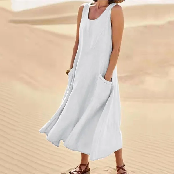 Jazmine – Luftiges, ärmelloses Maxikleid aus Leinenmischung - Image 4