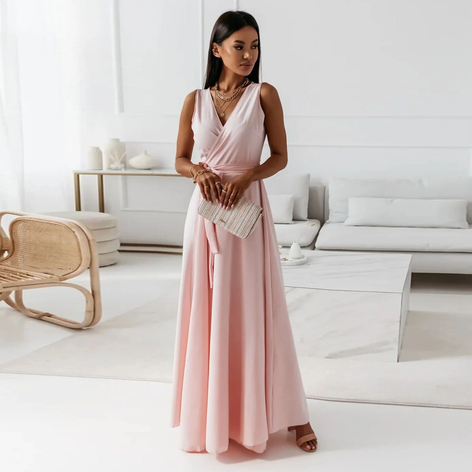 Jessica Damen Wickel Maxi Kleid für Hochzeitsgäste