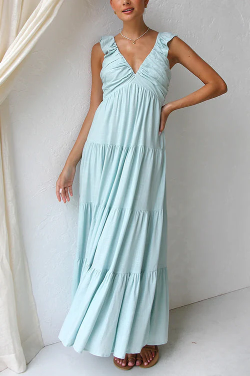 Juliet - Maxikleid mit V-Ausschnitt und Rüschen - Image 4