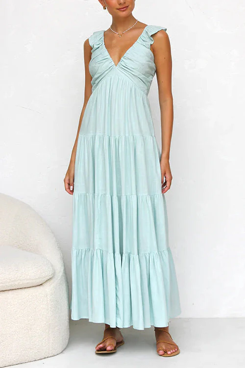 Juliet - Maxikleid mit V-Ausschnitt und Rüschen - Image 5