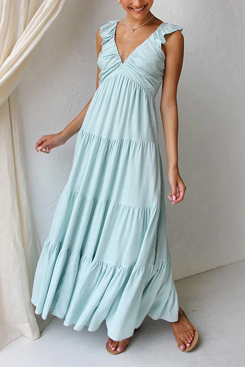 Juliet - Maxikleid mit V-Ausschnitt und Rüschen - Image 7