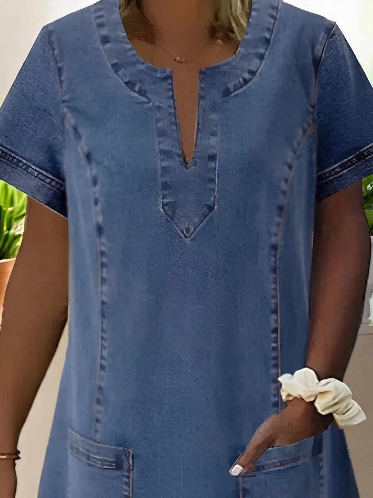 Juliet | Weiches Jeanskleid mit Fronttaschen
