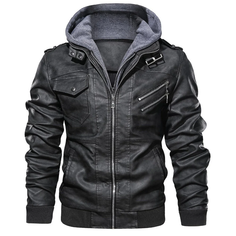 Kapuze Premium Bikerjacke für Herren | Lässig