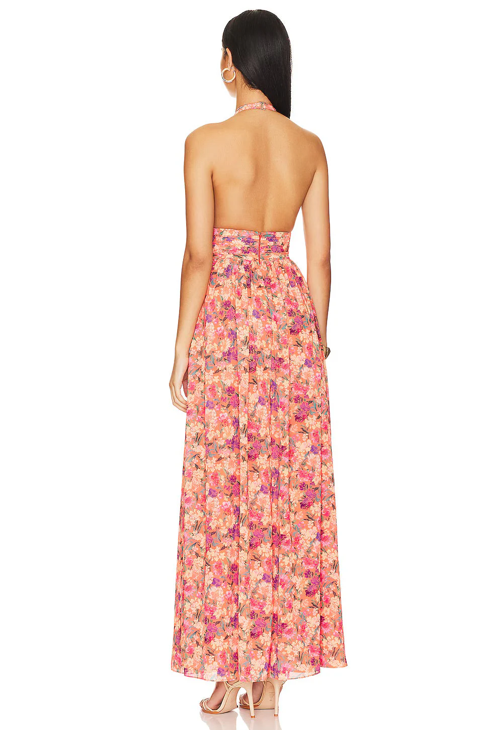 Katell- Cross Collar Spitze Plissee Ärmel Maxi Kleid
