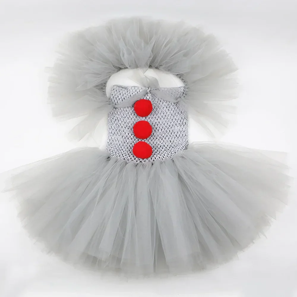 Kinder Clown Kostüm Kleid mit Tüllrock Halloween Verkleidung für Mädchen - Image 3