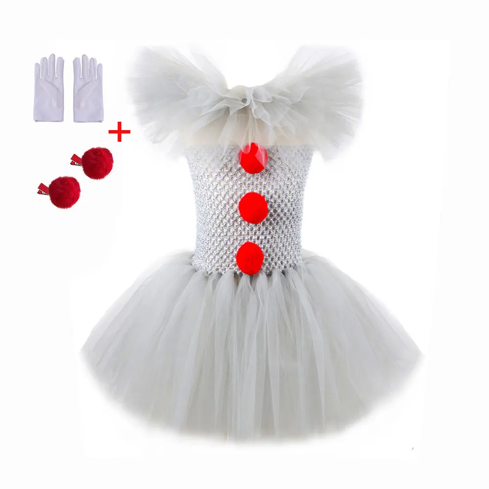 Kinder Clown Kostüm Kleid mit Tüllrock Halloween Verkleidung für Mädchen - Image 9