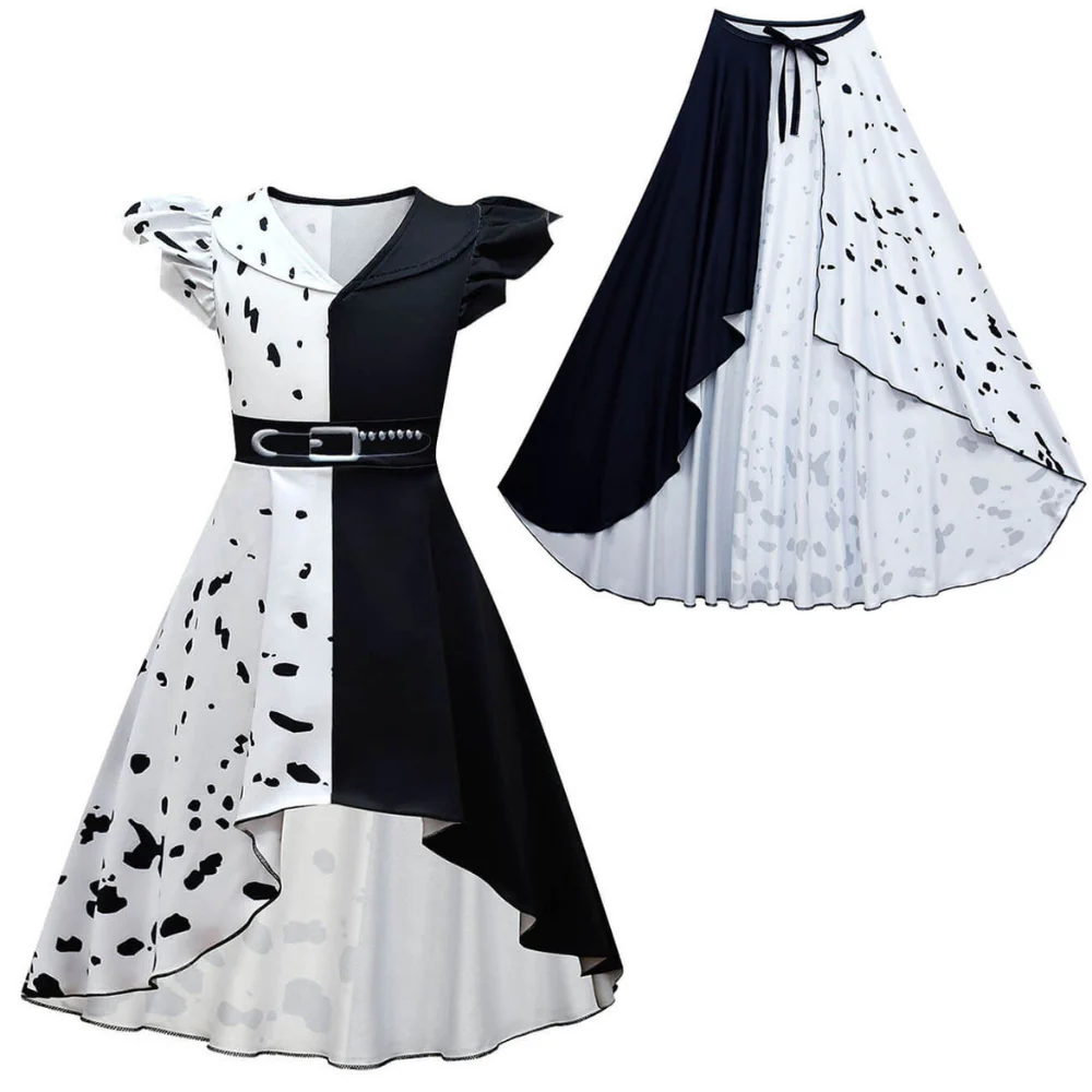 Kinder Kostüm Kleid Schwarz Weiß Karneval Mädchen - Image 3