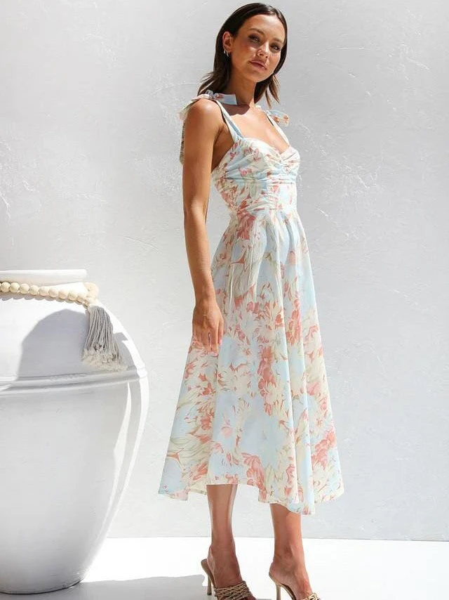 Kira -  Bedrucktes Midi-Kleid mit Trägern