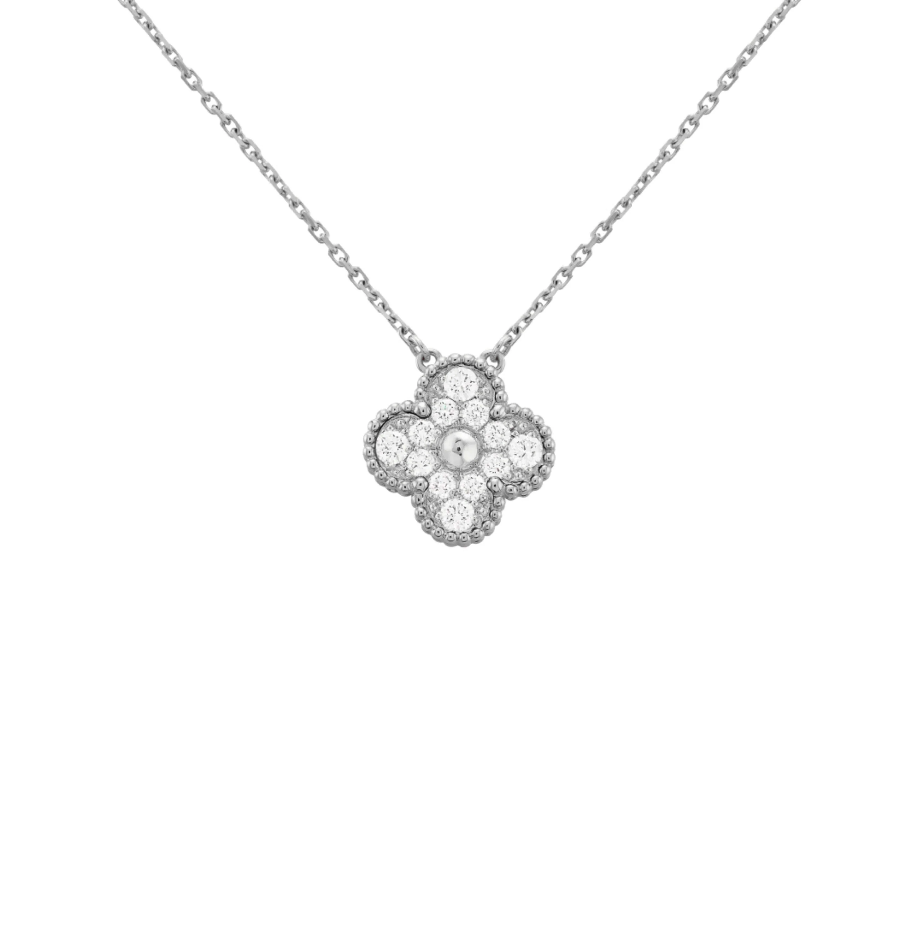 KLEEBLATT DIAMANT HALSKETTE | SILBER