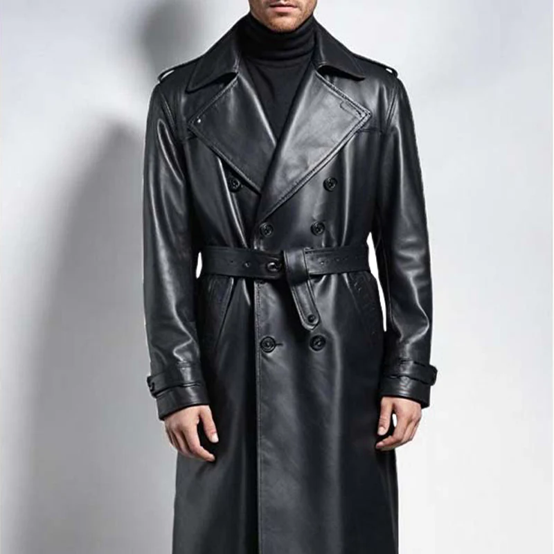 Knielanger, zweireihiger Trenchcoat für Herren
