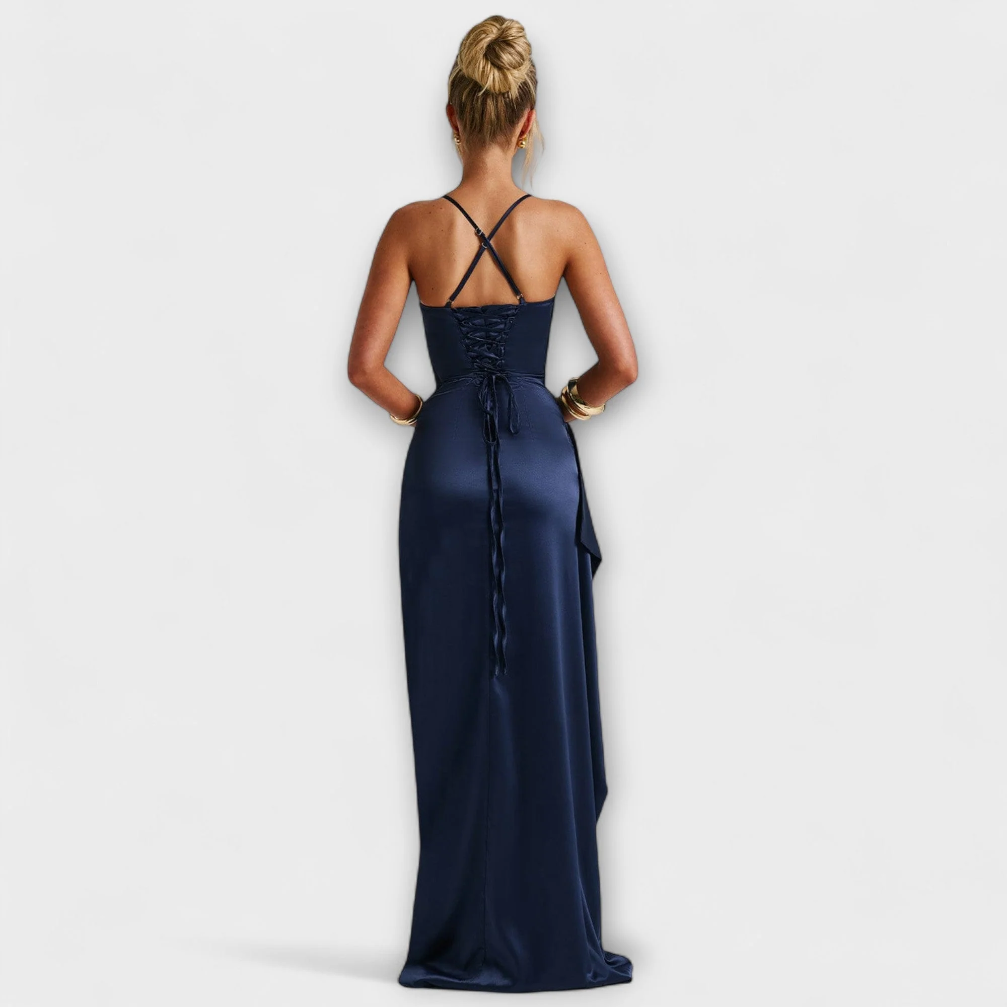 Krielle – Marineblaues Maxikleid mit Schlitz - Image 2