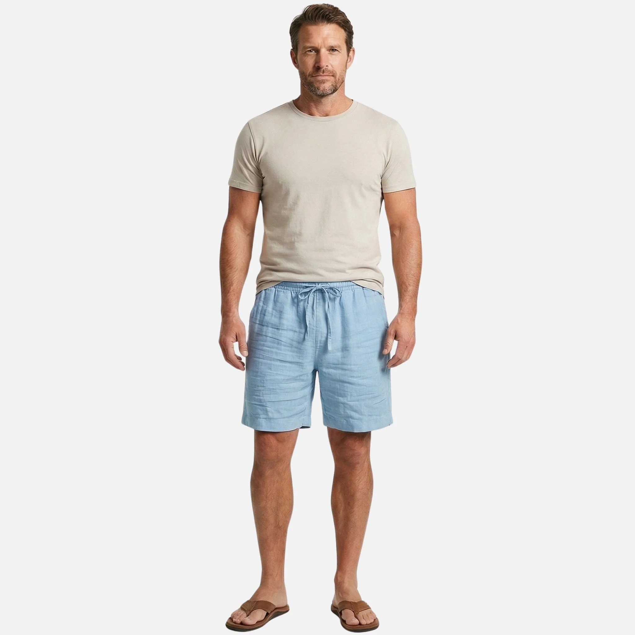 Uwe | Herren Kurze Baumwollhose Tunnelzug – Baumwoll Shorts Herren Sommer