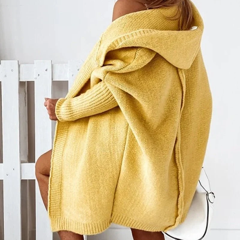 Lange Strickjacke für Damen | Mit Kapuze - Image 5