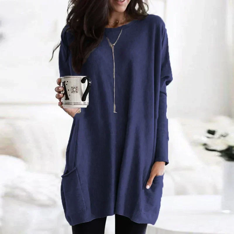 Langer Pullover mit Seitentaschen für Damen - Image 5