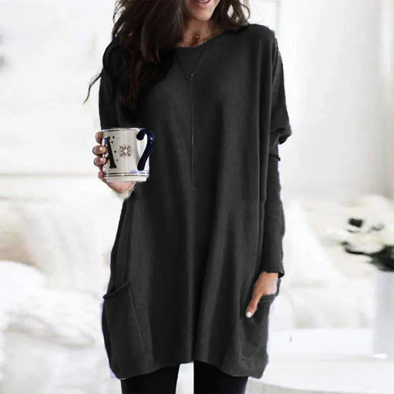 Langer Pullover mit Seitentaschen für Damen - Image 8