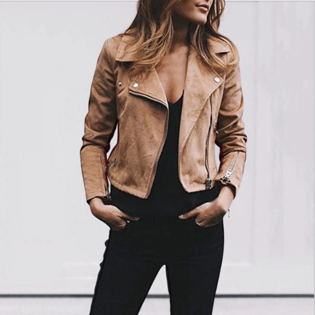 Laura – Kurze Bikerjacke mit Reverskragen