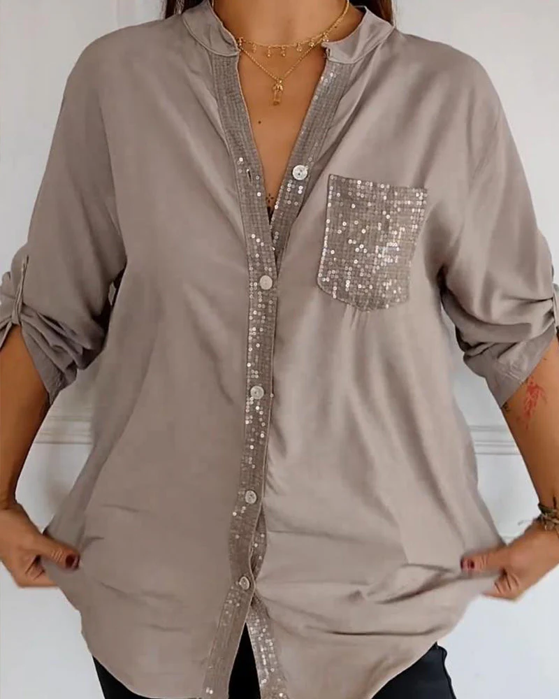 Lea | Damen Casual Top elegant mit glitzernden Pailletten - Image 13