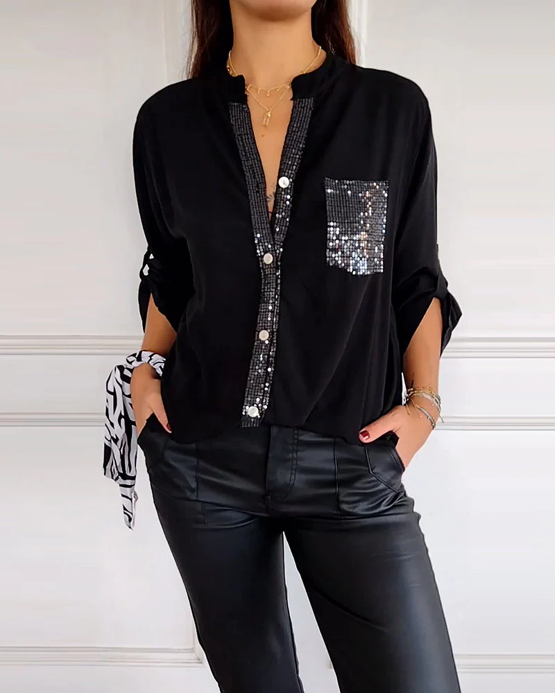 Lea | Damen Casual Top elegant mit glitzernden Pailletten - Image 18