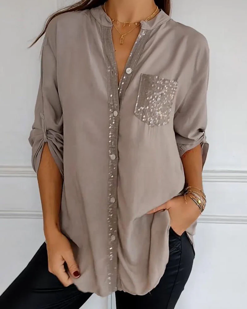 Lea | Damen Casual Top elegant mit glitzernden Pailletten - Image 20