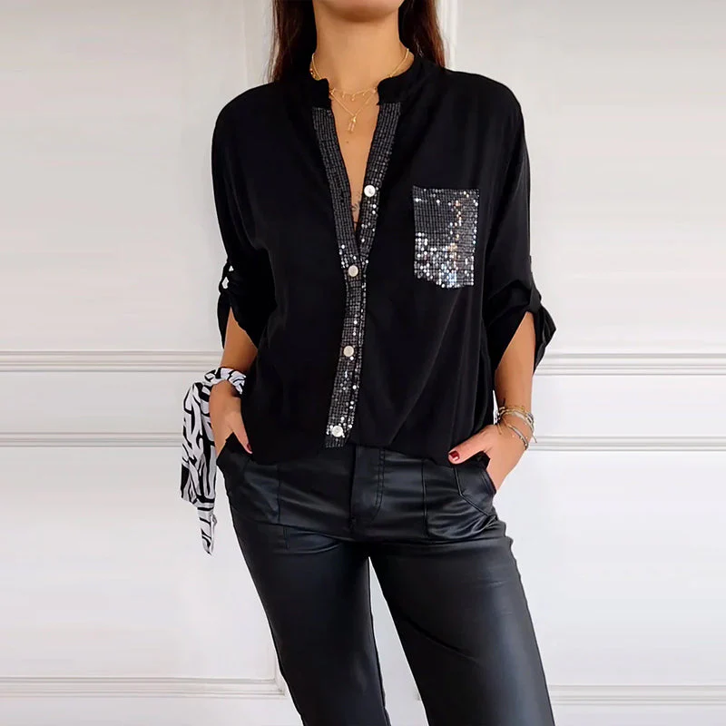 Lea | Damen Casual Top elegant mit glitzernden Pailletten - Image 6