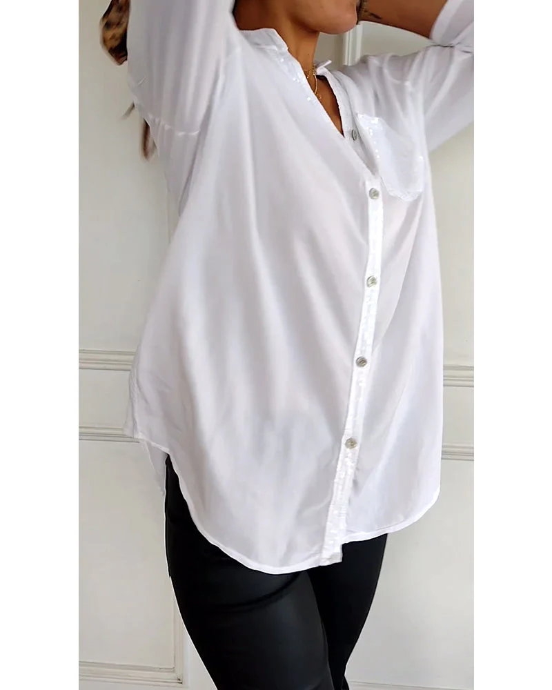 Lea | Damen Casual Top elegant mit glitzernden Pailletten - Image 8