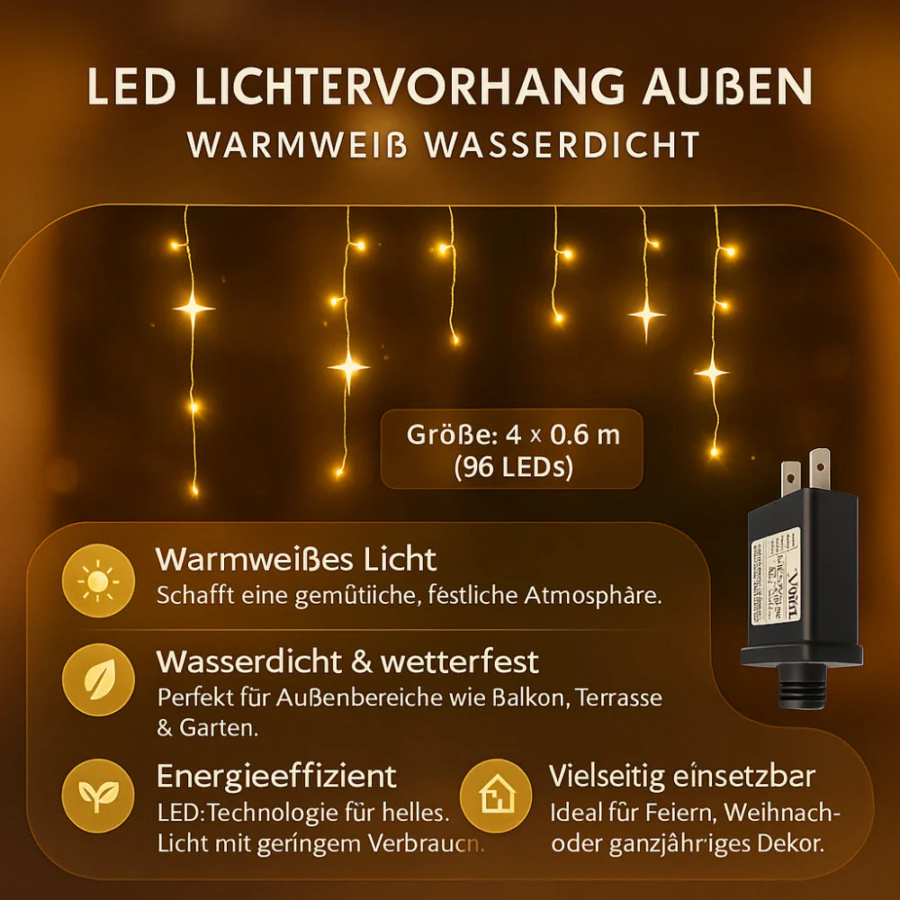 LED Lichtervorhang Außenbeleuchtung Wasserdicht Weihnachtsdeko Außen - Image 2