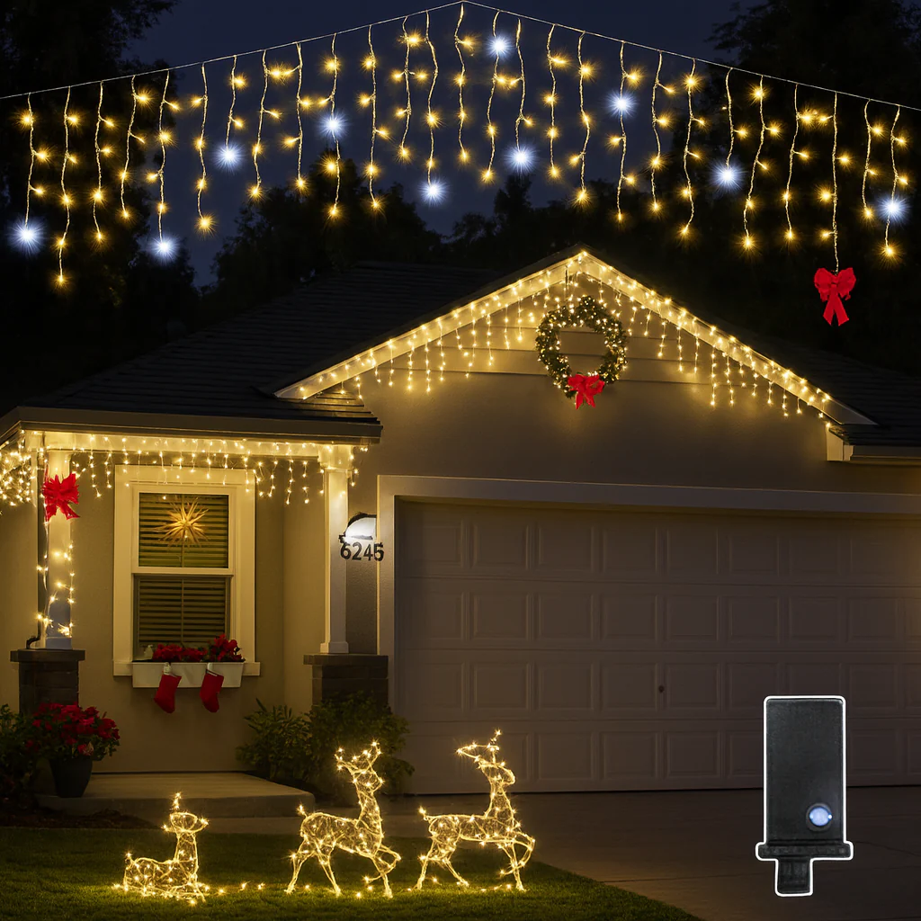 LED Lichtervorhang Außenbeleuchtung Wasserdicht Weihnachtsdeko Haus - Image 4