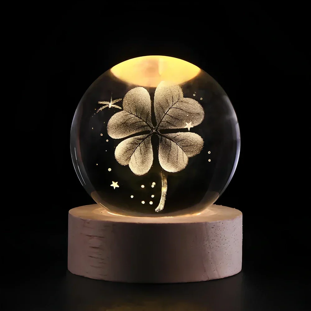 LED Nachtlicht Kristallkugel aus Glas Holzsockel - Image 18