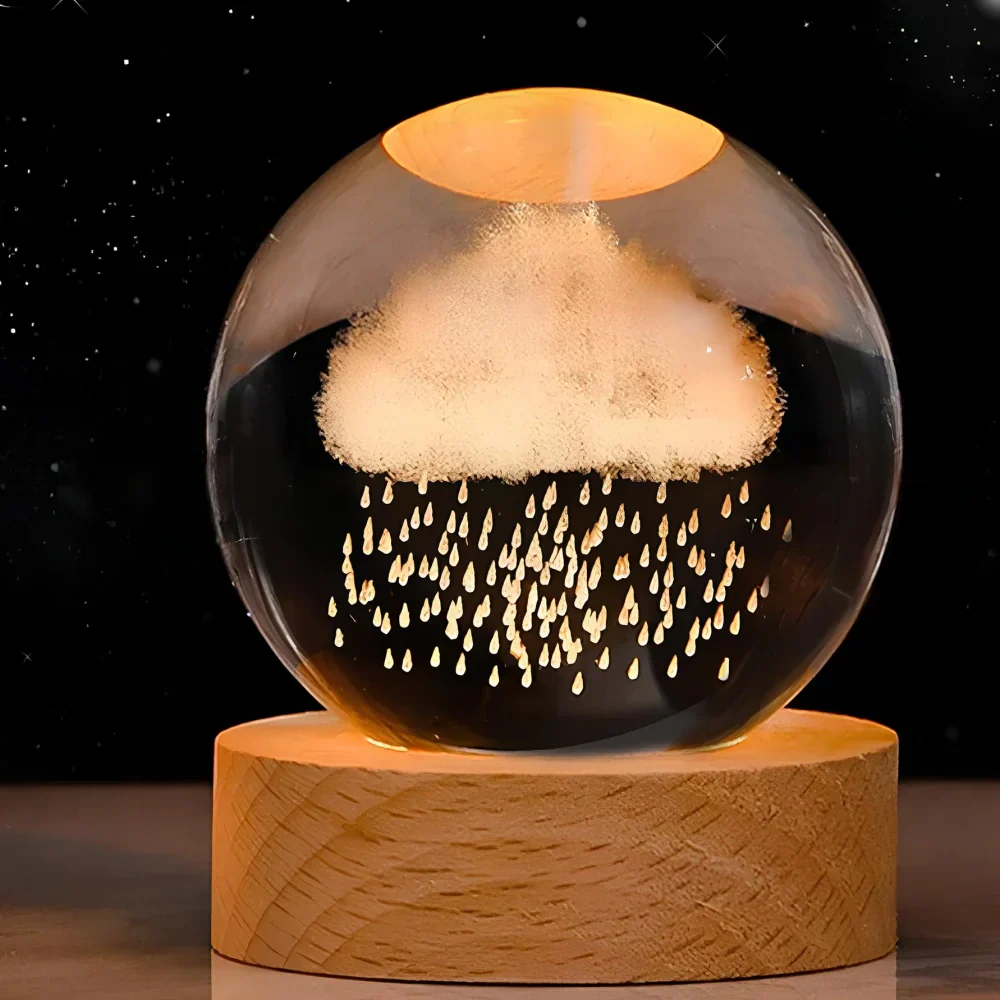 LED Nachtlicht Kristallkugel aus Glas Holzsockel - Image 19