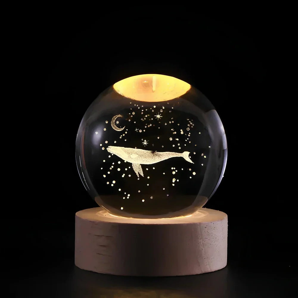 LED Nachtlicht Kristallkugel aus Glas Holzsockel - Image 21