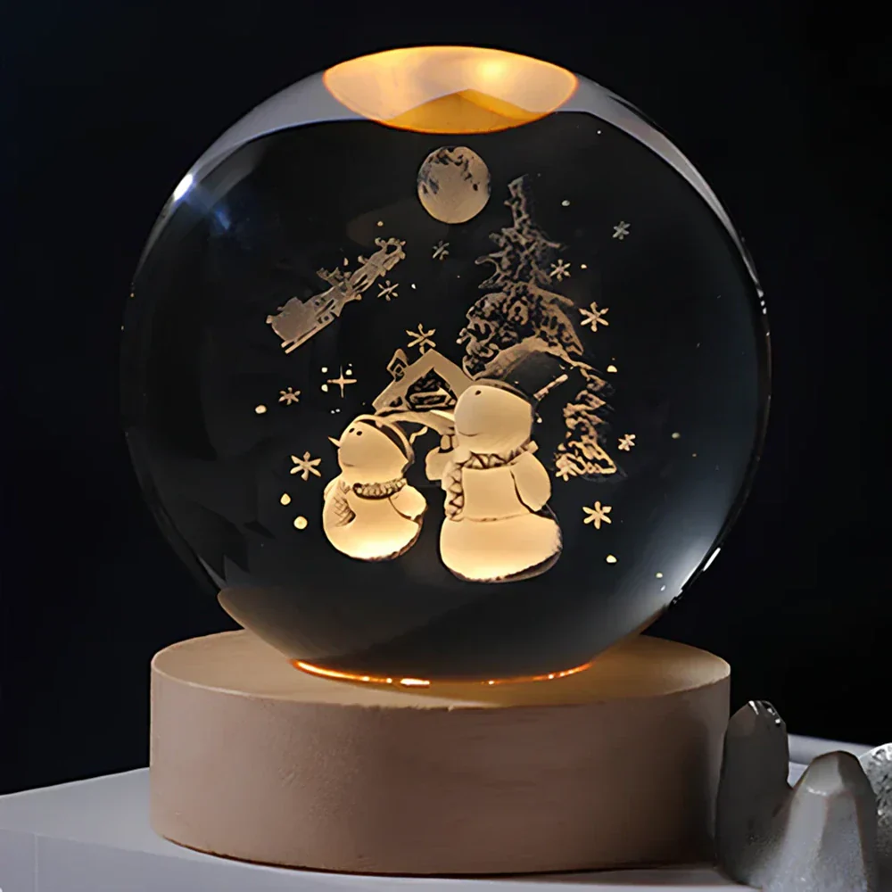 LED Nachtlicht Kristallkugel aus Glas Holzsockel - Image 28