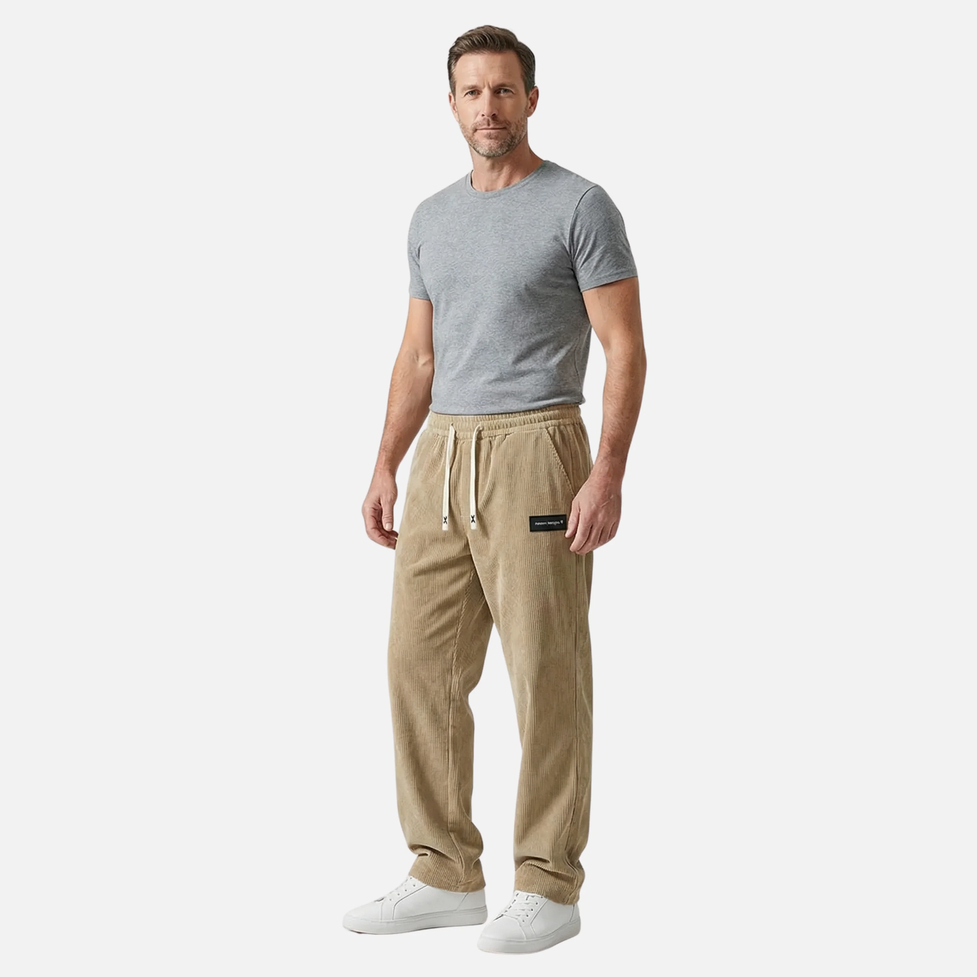 Oskar | Herren Leichte Casual Cordhose Kordelzug Taschen – Cord Hose Herren
