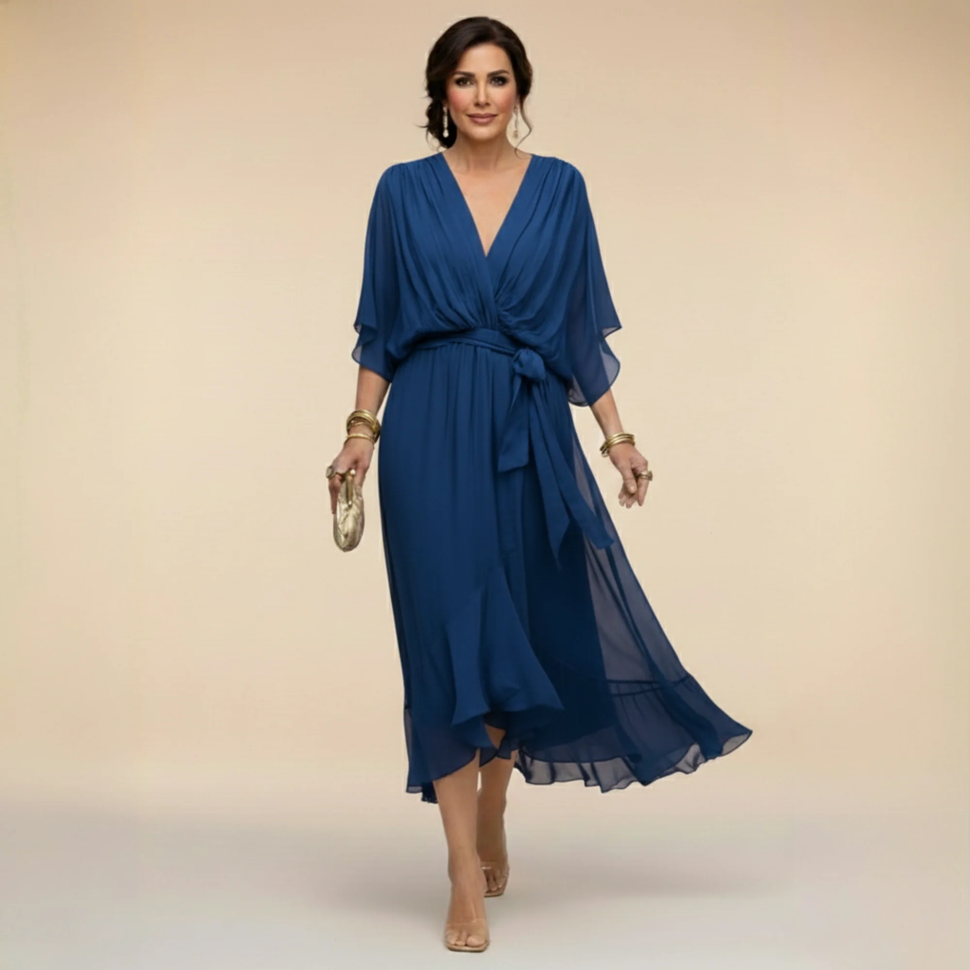 Lena | Chiffonkleid mit V-Ausschnitt für Damen - Image 3