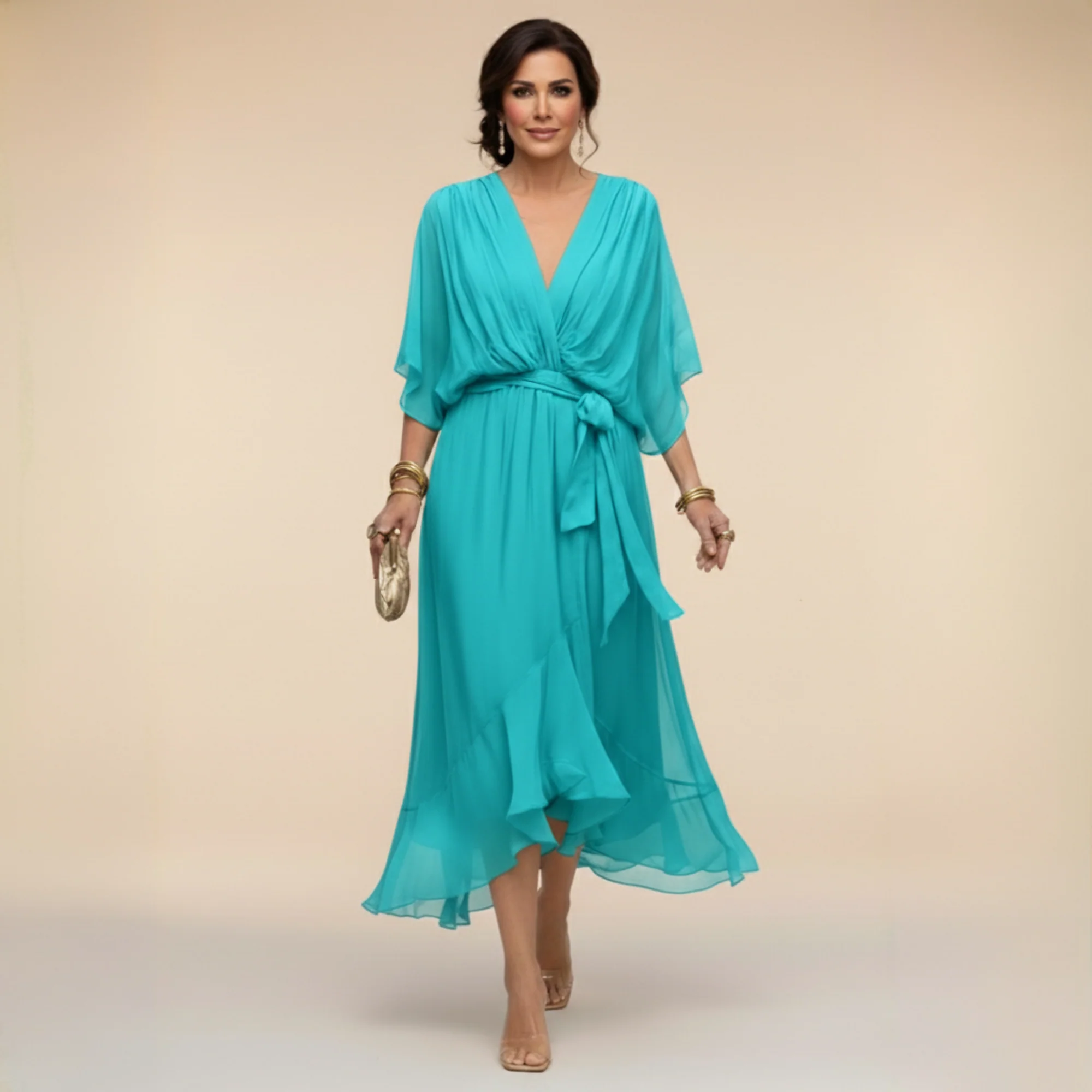 Lena | Chiffonkleid mit V-Ausschnitt für Damen - Image 5