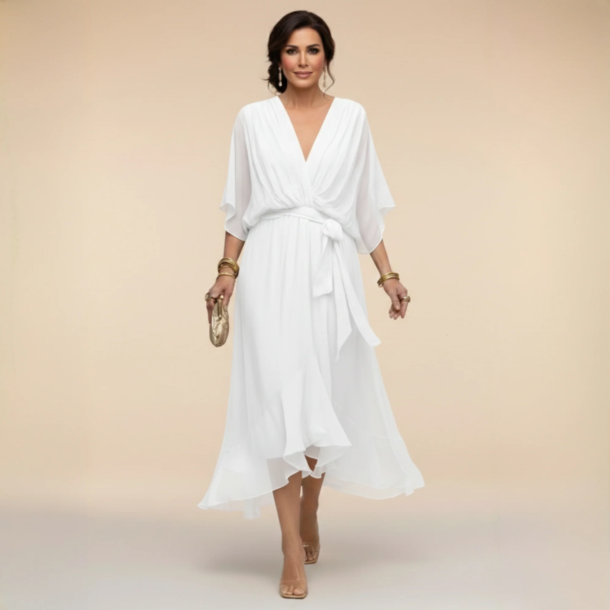Lena | Chiffonkleid mit V-Ausschnitt für Damen - Image 7