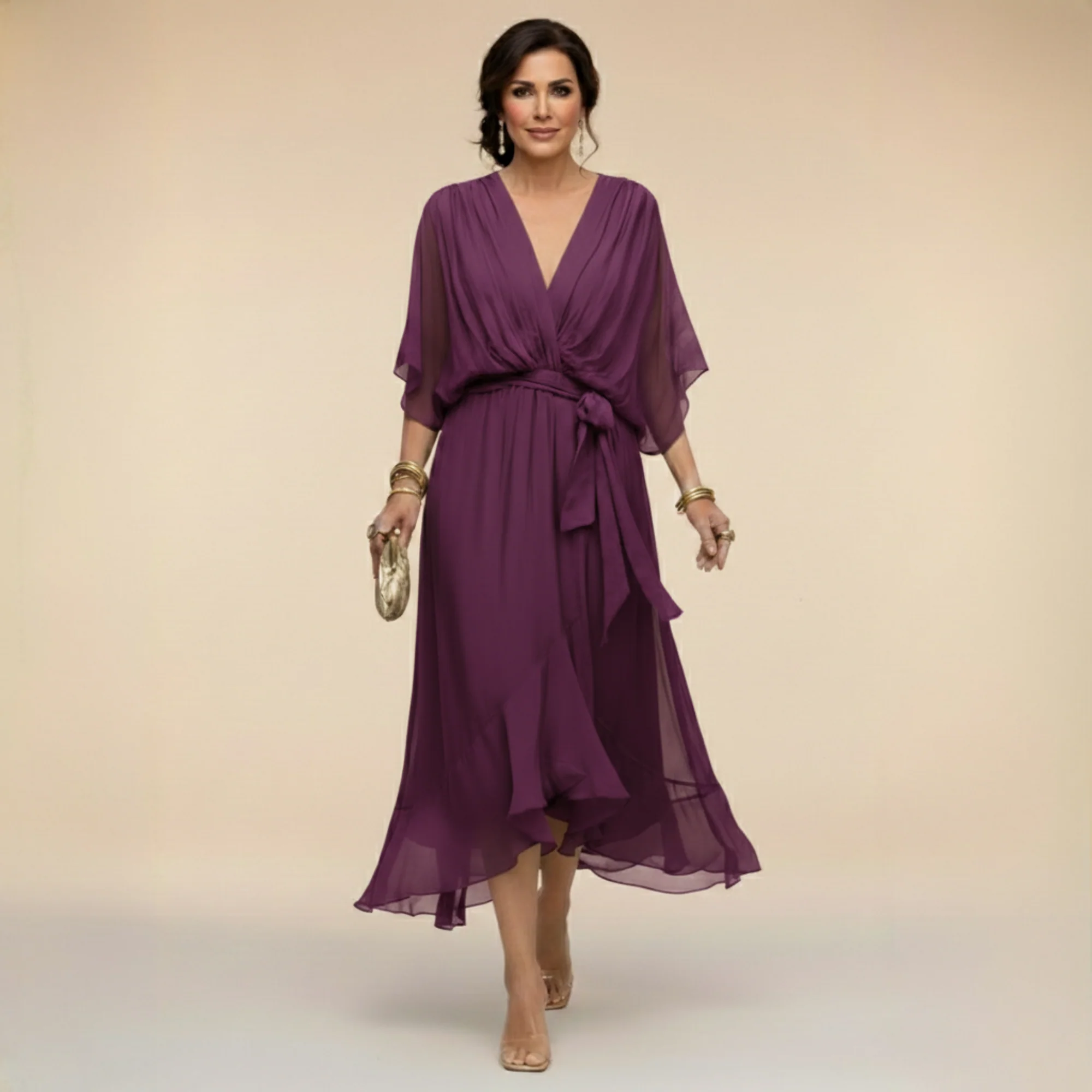 Lena | Chiffonkleid mit V-Ausschnitt für Damen - Image 8