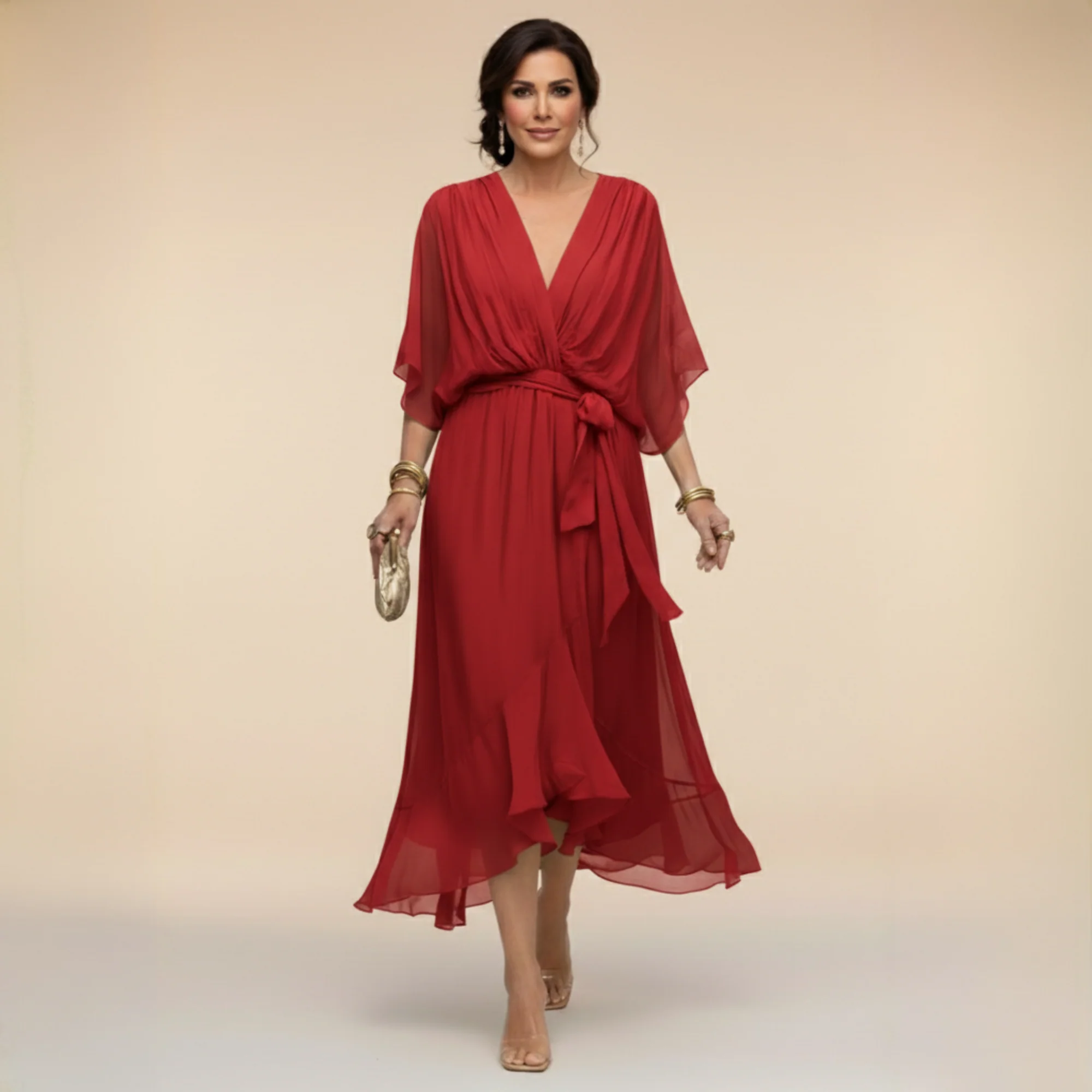 Lena | Chiffonkleid mit V-Ausschnitt für Damen - Image 9